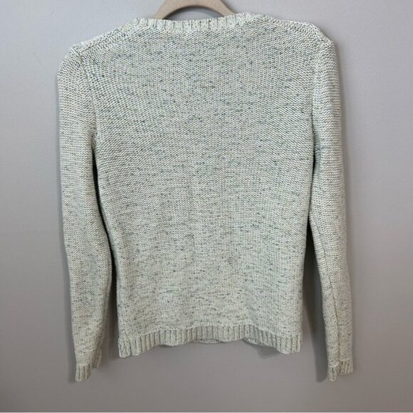 Talbots Gray Light Blue Speckled Cable Knit Crewneck Sweater Women’s Size Small - Picture 4 of 5